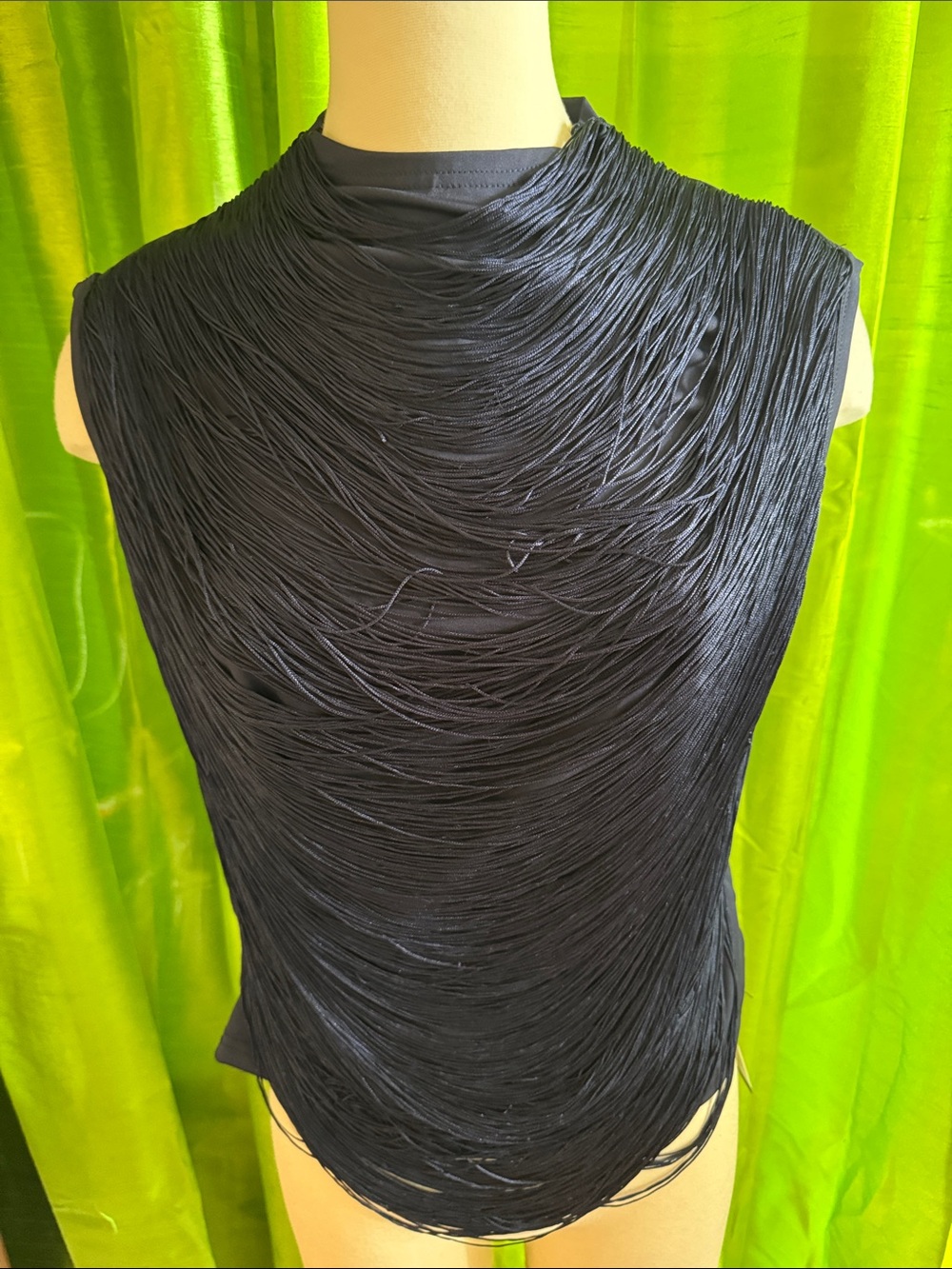 Textured Black Sleeveless Top